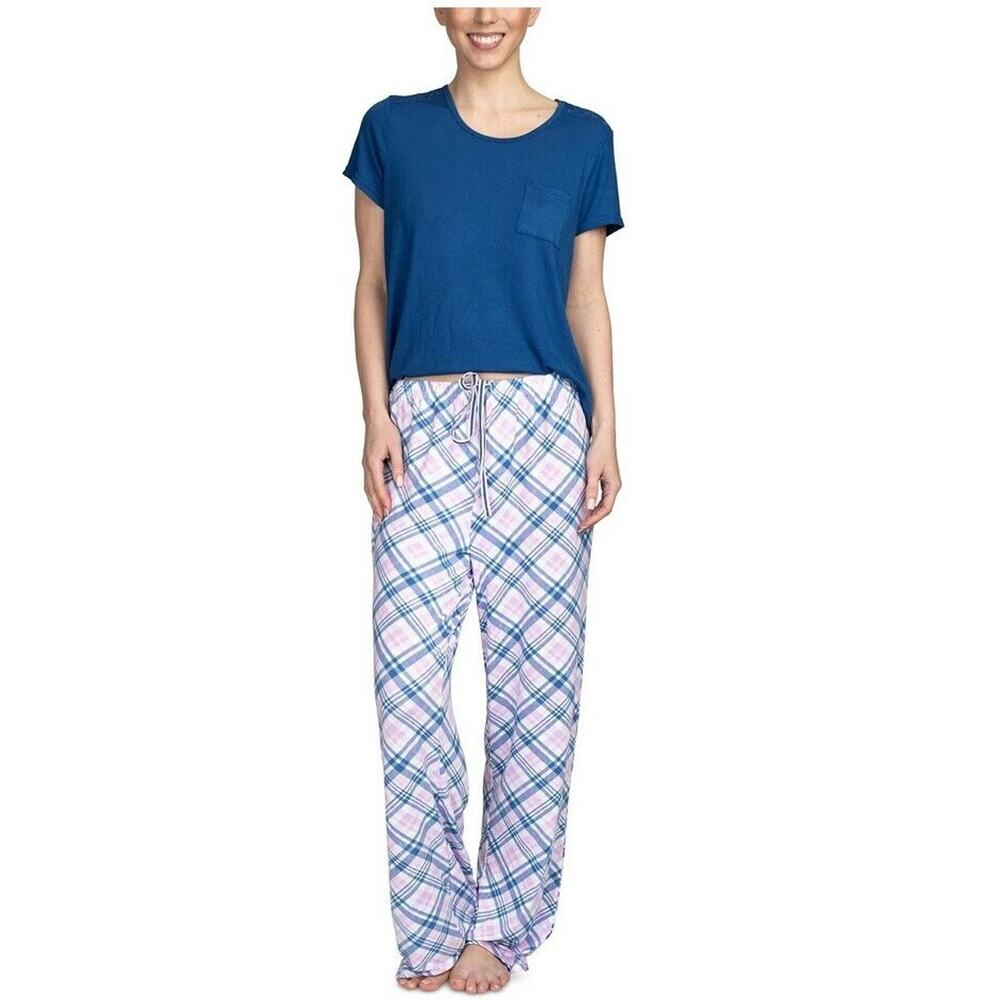 Hanes Comfort Sleep T-shirt & Pants Pajama Set Blue Size S